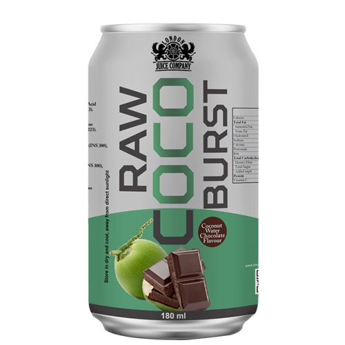 RAW COCO BURST Chocolate Coconut Water Drink 180ml Can