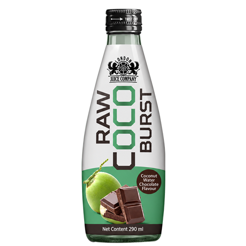 RAW Coco Burst Chocolate Coconut Water Drink 290ml Glass Bottle