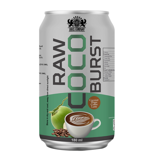 Raw Coco Burst Coffee Latte Coconut Water Drink 180ml Can