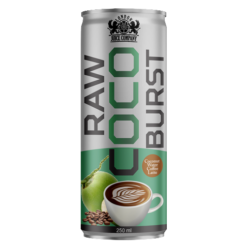 Raw Coco Burst Coffee Latte Coconut Water Drink 250ml Can
