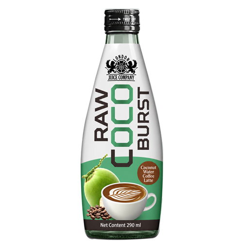 RAW Coco Burst Coffee Latte Coconut Water Drink 290ml Glass Bottle