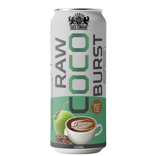 Raw Coco Burst Coffee Latte Coconut Water Drink 330ml Can