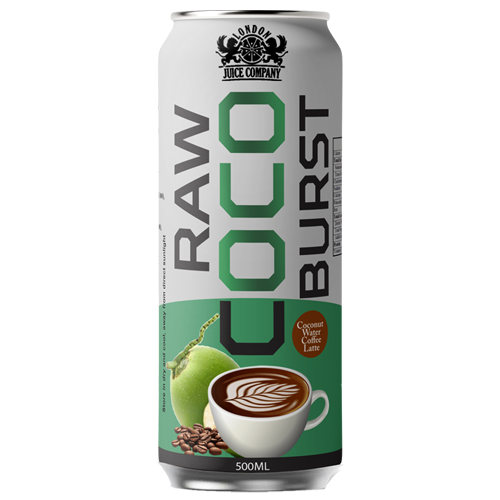 Raw Coco Burst Coffee Latte Coconut Water Drink 500ml Can