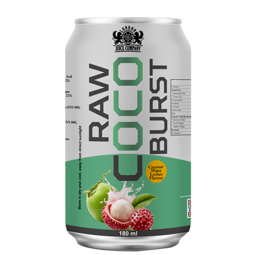 Raw Coco Burst Lychee Coconut Water Drink 180ml Can