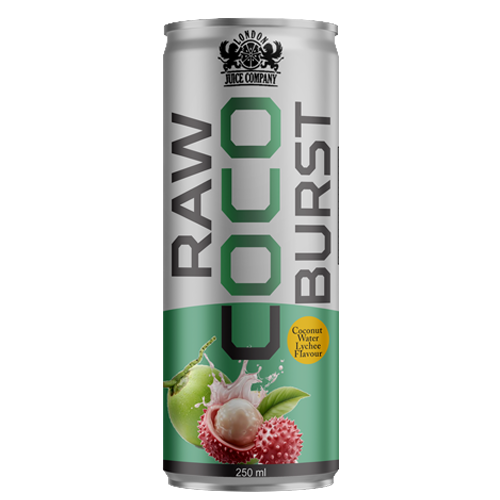 Raw Coco Burst Lychee Coconut Water Drink 250ml Can