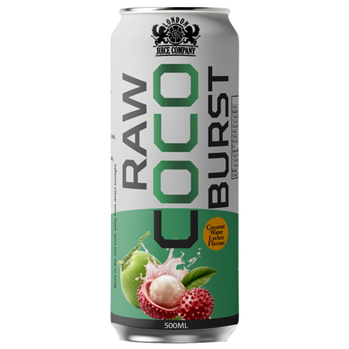 Raw Coco Burst Lychee Coconut Water Drink 500ml Can