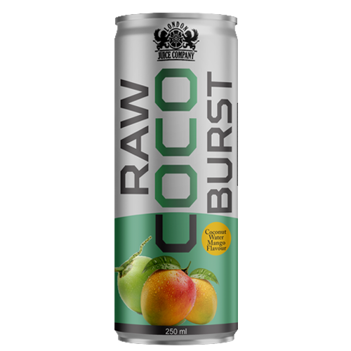 Raw Coco Burst Mango Coconut Water Drink 250ml Can