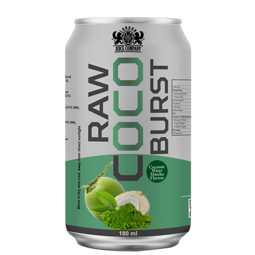 Raw Coco Burst Matcha Coconut Water Drink 180ml Can