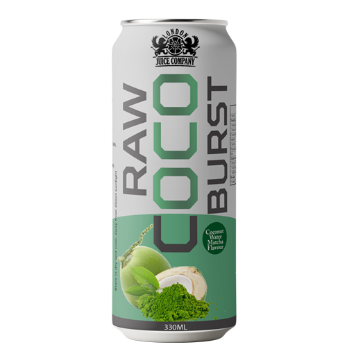 Raw Coco Burst Matcha Coconut Water Drink 330ml Can