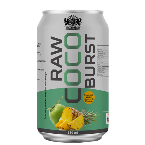 Raw Coco Burst Pineapple Coconut Water Drink 180ml Can