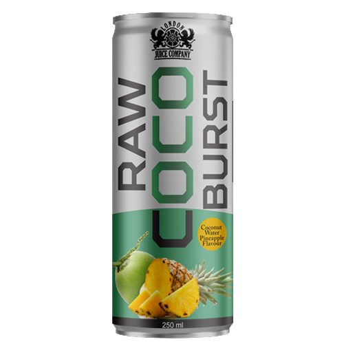 RAW COCO BURST Pineapple Coconut Water Drink 250ml Can