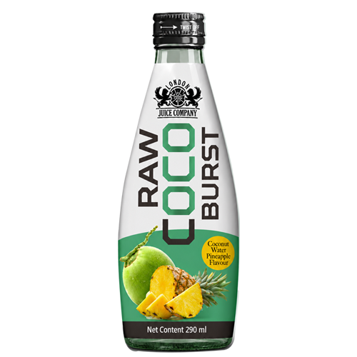 RAW Coco Burst Pineapple Coconut Water Drink 290ml Glass Bottle