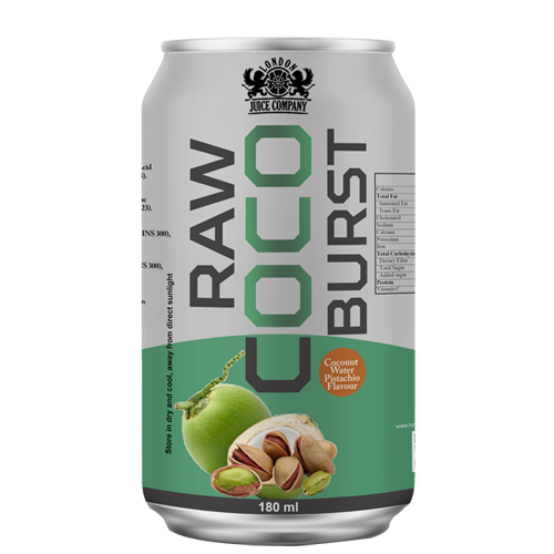 Raw Coco Burst Pistachio Coconut Water Drink 180ml Can