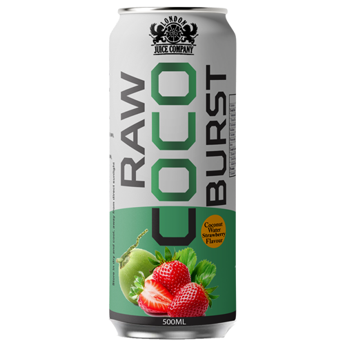 Raw Coco Burst Strawberry Coconut Water Drink 500ml Can
