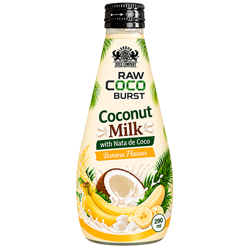 RAW Coco Burst 290 ml Coconut Milk with Nata de Coco, Banana Flavour.