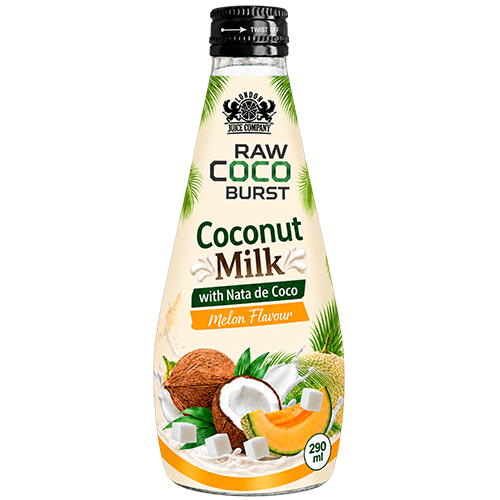RAW Coco Burst 290 ml Coconut Milk with Nata de Coco, Melon Flavour.