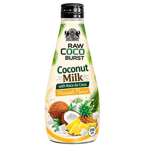 RAW Coco Burst 290 ml Coconut Milk with Nata de Coco, Pineapple Flavour.