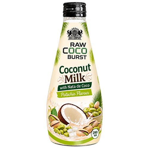 RAW Coco Burst 290 ml Coconut Milk with Nata de Coco, Pistachio Flavour.